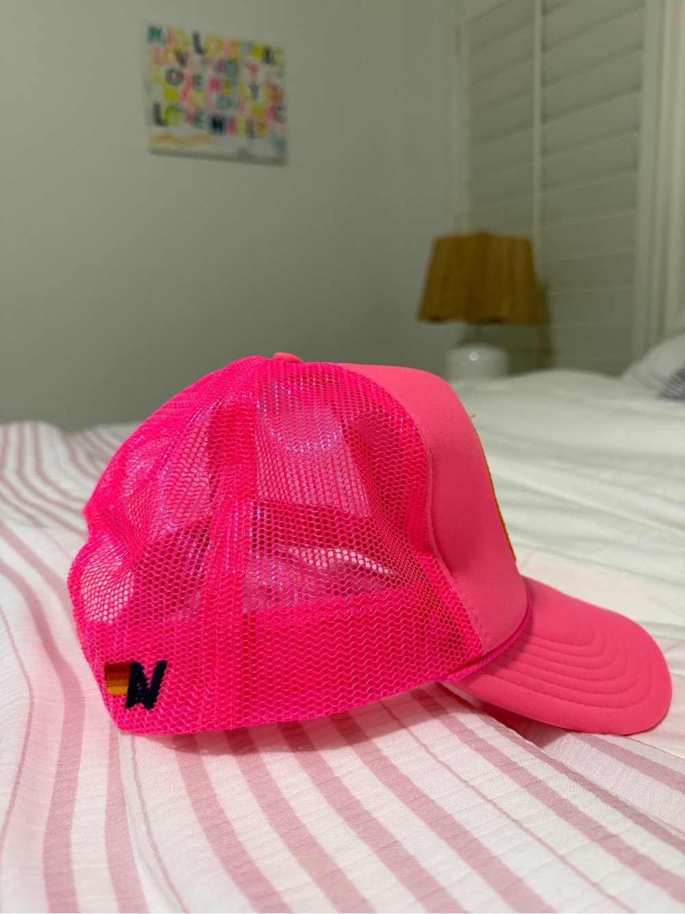 Aviator Nation Neon Pink Trucker Hat with Miami Surf Patch - Picture 2 of 4